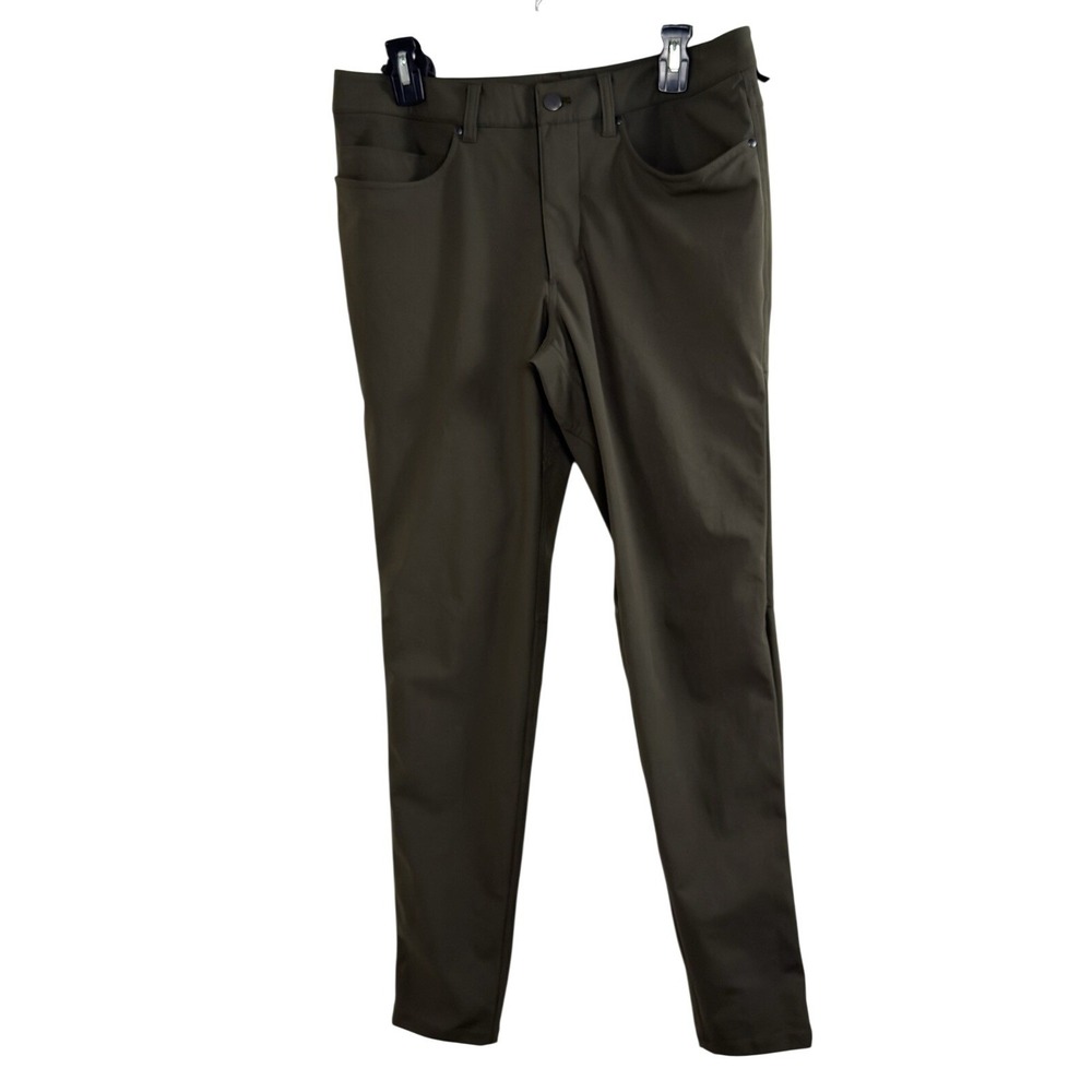 Lululemon Mens Pants Olive Green Size 32 Commission Slim Fit Golf  Commuter - Picture 2 of 8